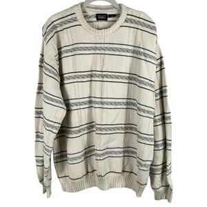 Haggar Beige Gray Striped Men's Sweater Size XL